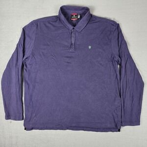 Victorinox Polo Shirt‎ Mens 2XL Tailored Fit Purple 1/4 Zip Long Sleeve Cotton